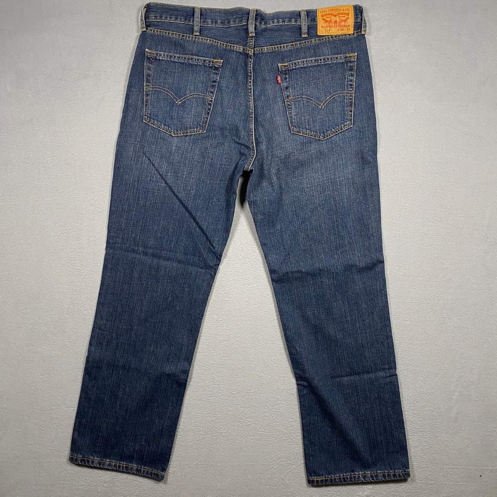 Levi's 514 Straight Fit Jeans Mens 38x30 Blue Denim 100% Cotton Classic Casual - Picture 2 of 7